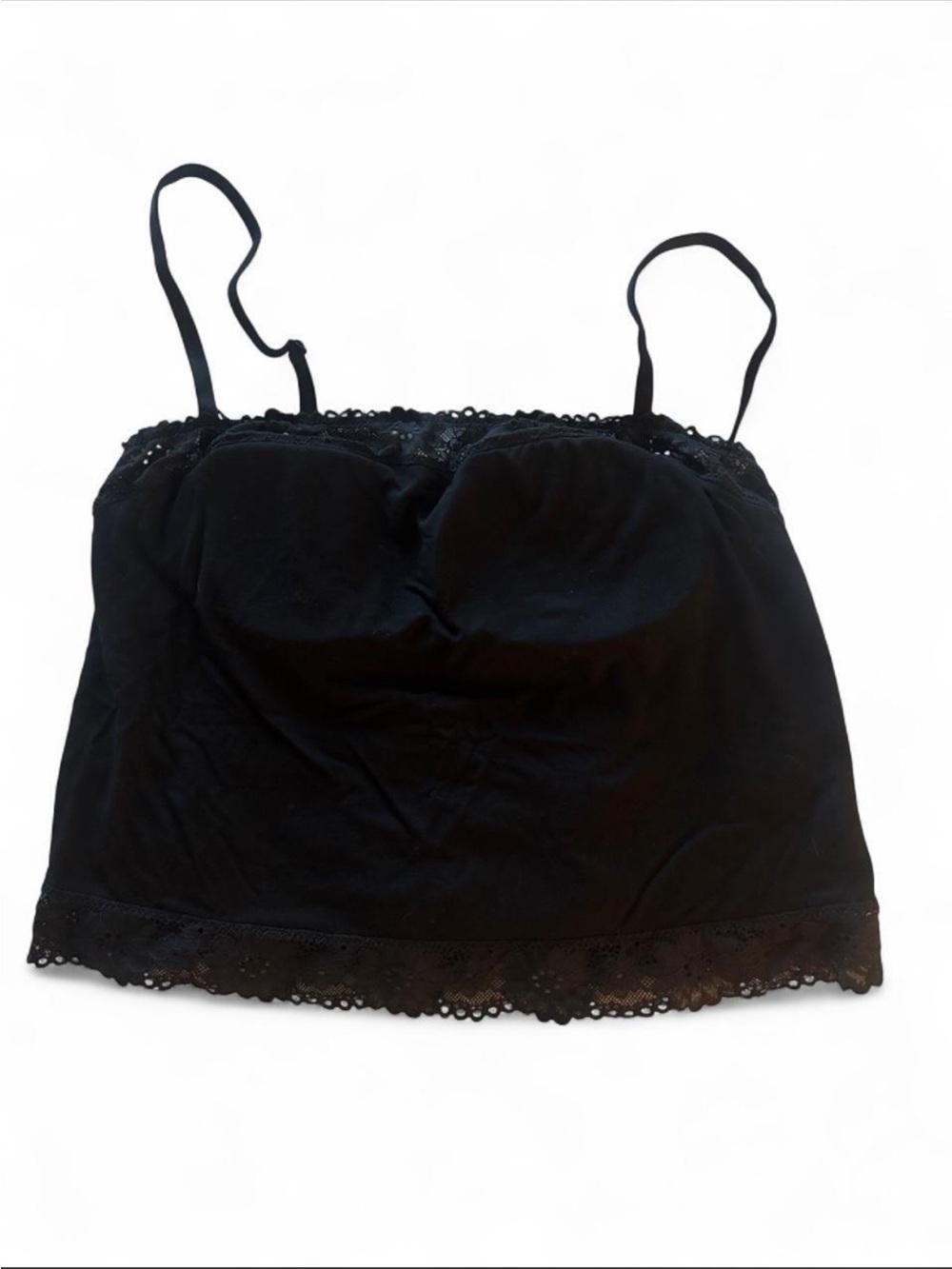 Vintage Black Lace-Trim Tank Camisole
